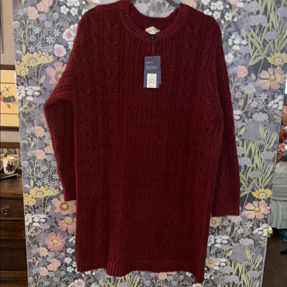 Universal Thread Maroon Cable Knit Sweater Dress